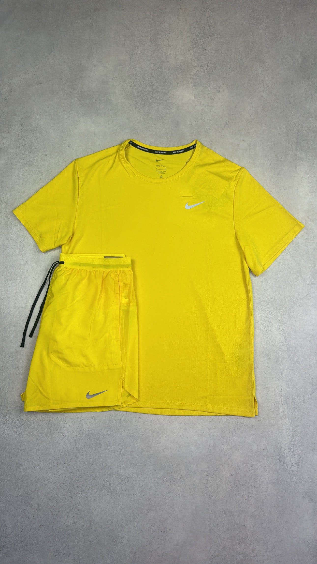 Nike Miler T-Shirt & Stride Shorts Duo Set - Yellow/White