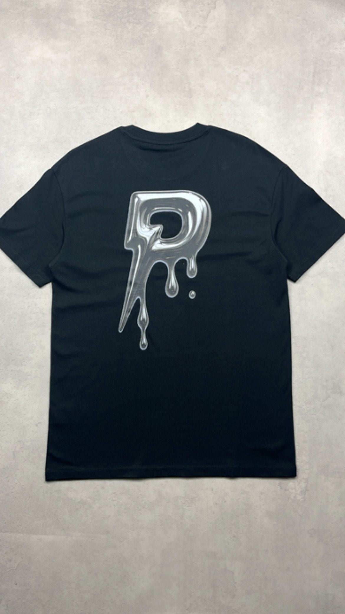 Patterned Drip T-Shirt Black/Silver (Oversized)