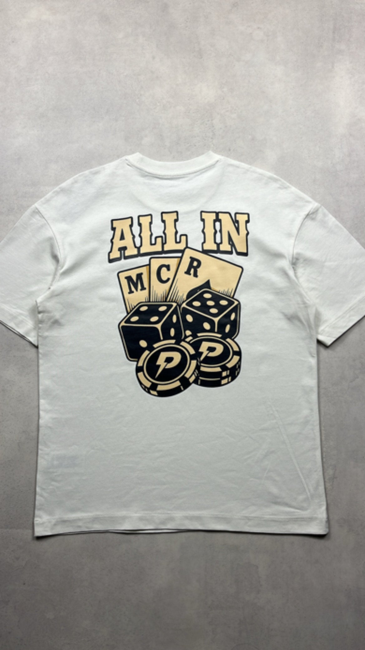 Patterned All In T-Shirt - Beige/Cream (Oversized)