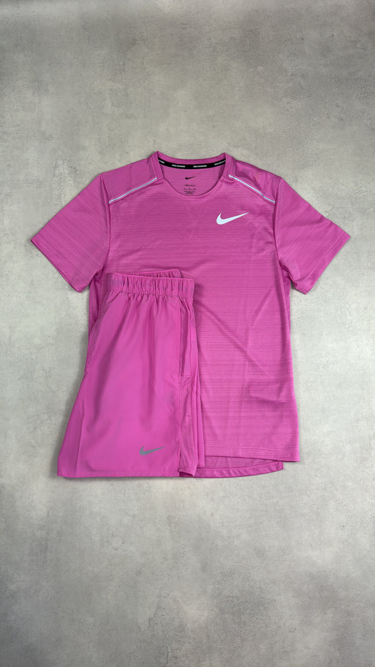 Nike Miler T-Shirt & Challenger Shorts Duo Set - Playful Pink