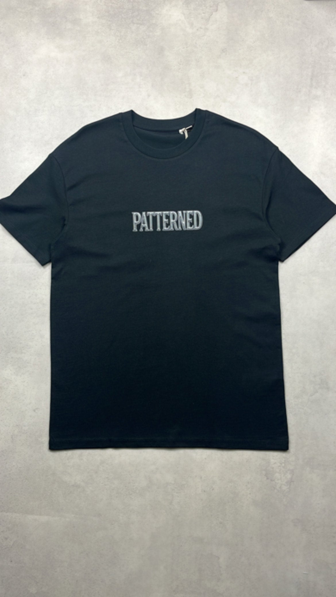 Patterned Drip T-Shirt Black/Silver (Oversized)