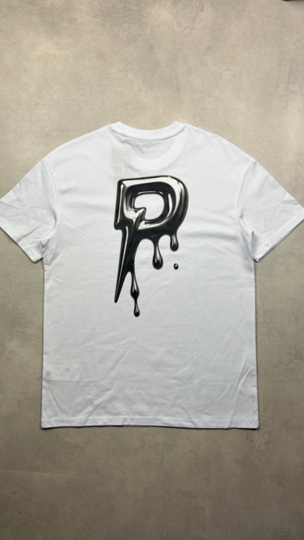 Patterned Drip T-Shirt White/Silver (Oversized)