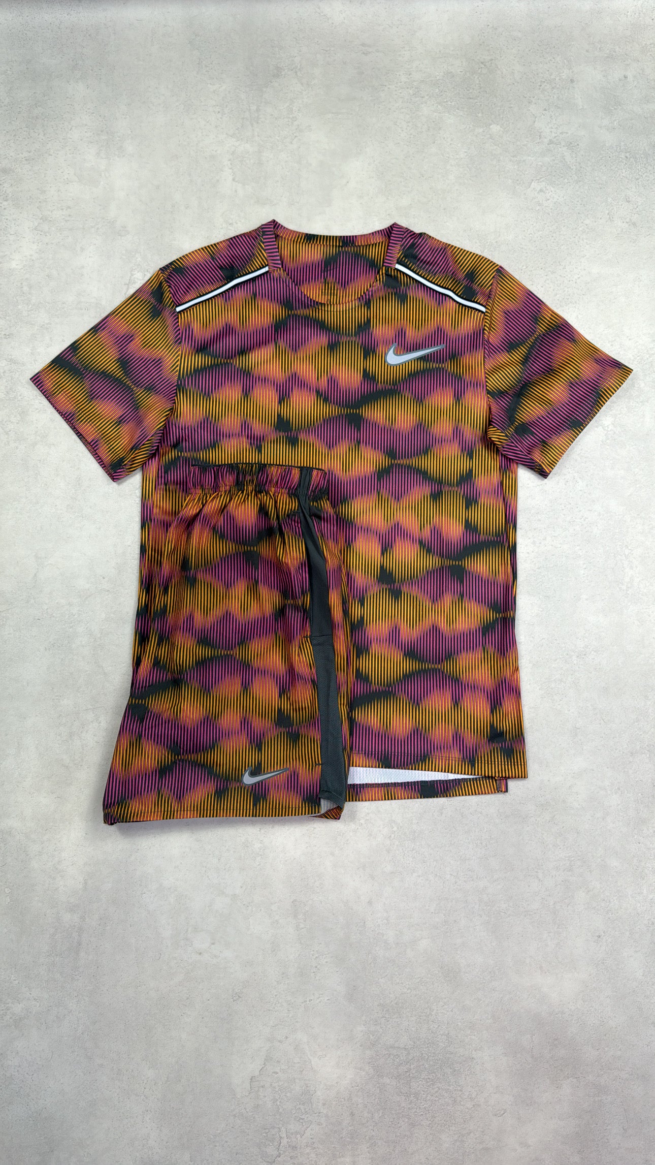 Nike Festival Miler T-Shirt & Challenger Shorts Duo Set - Orange/Purple/Grey