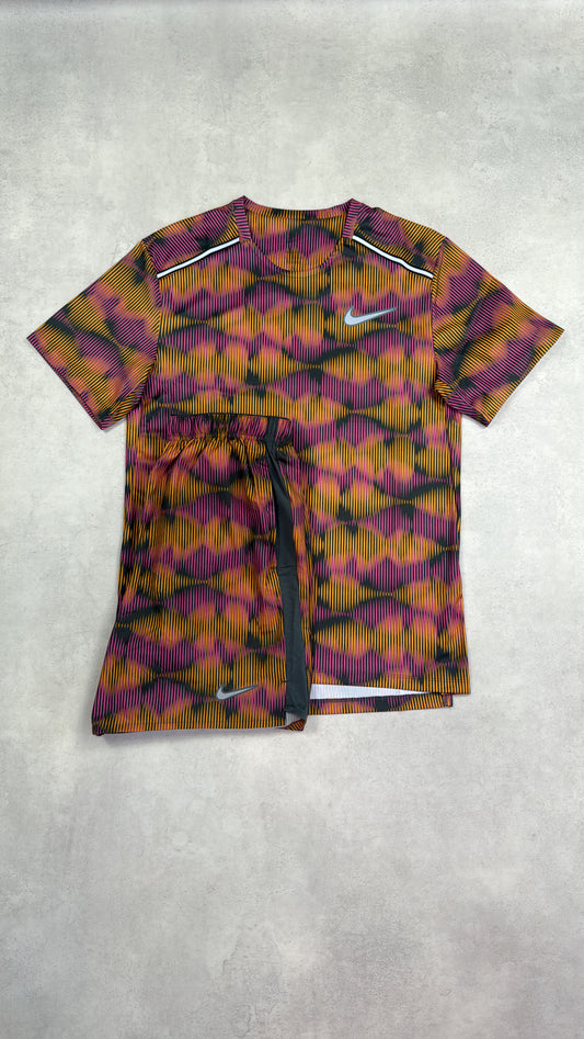 Nike Festival Miler T-Shirt & Challenger Shorts Duo Set - Orange/Purple/Grey