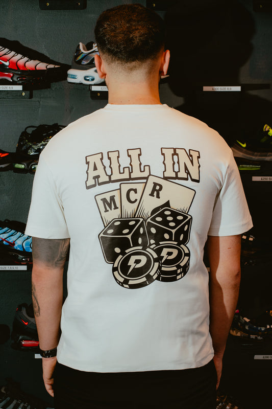 Patterned All In T-Shirt - Beige/Cream (Oversized)